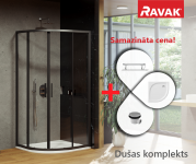 RAVAK SET5 dušas komplekts BLSCP4-80 melns/Transparent ar Elipso Pro Flat paliktni 