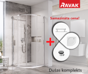 RAVAK SET4 dušas komplekts BLSCP4-80 spīdīgs/Transparent ar Elipso Pro Flat paliktni 